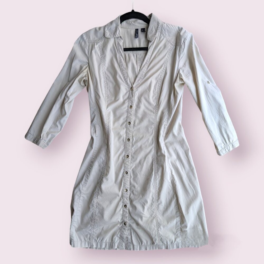 Mango Cargo Khaki Fitted Shirt Dress US 4